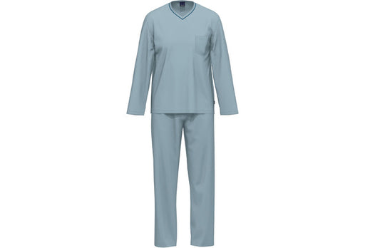 AMMANN Organic Pure Schlafanzug lang V Hals ashley blue