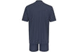 AMMANN Schlafanzug kurz, V-Ausschnitt, Brusttasche, dunkelblau gestreift
