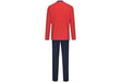 AMMANN Schlafanzug lang, V-Ausschnitt, Brusttasche, rot