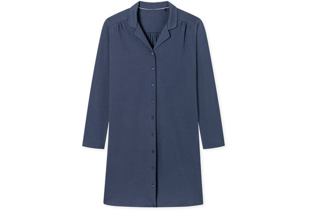 Schiesser Damen Nachthemd langarm, 100cm blau 179249-800